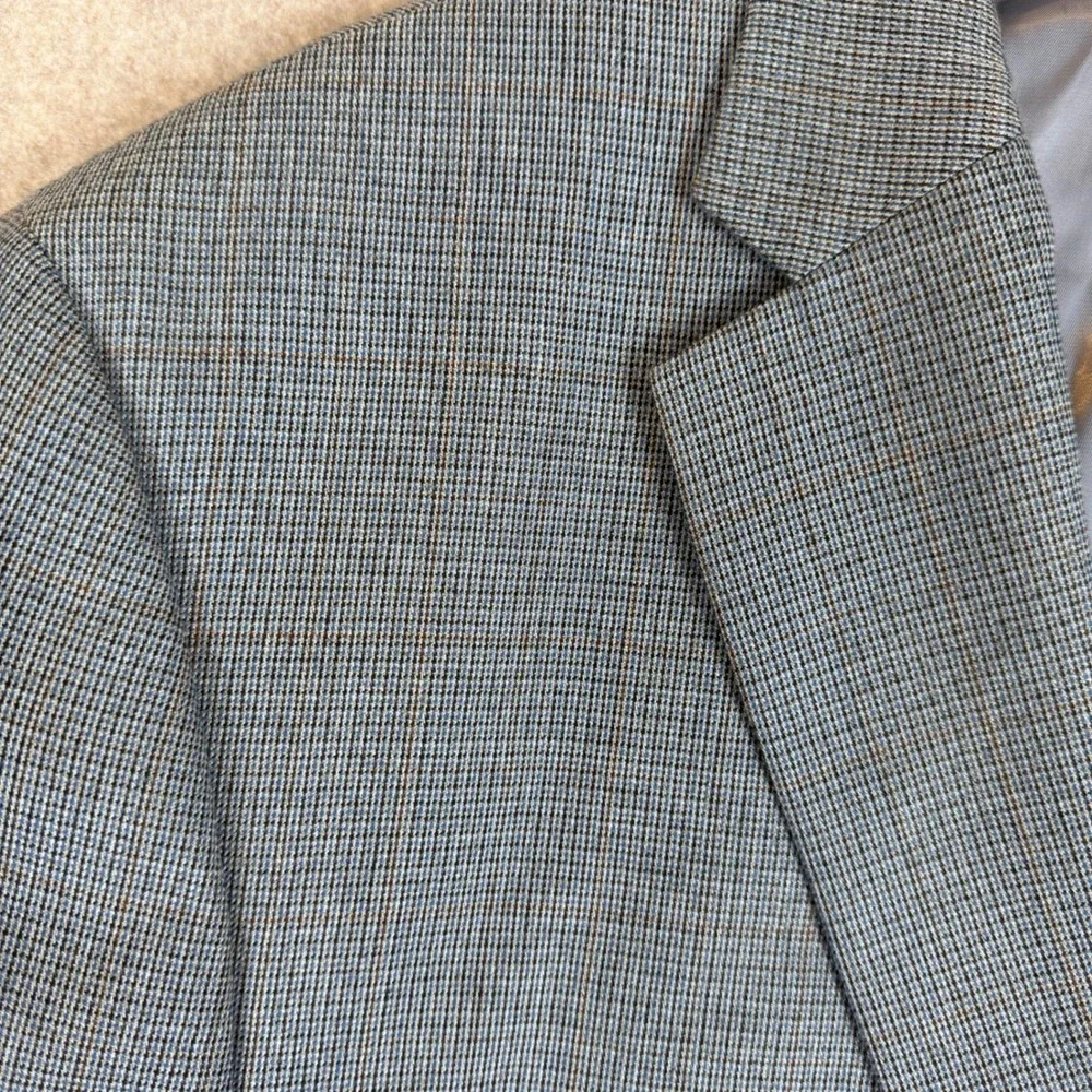 Lauren Ralph Lauren Windowpane 48R Blazer Grey Micro Check 2-Button RN90736